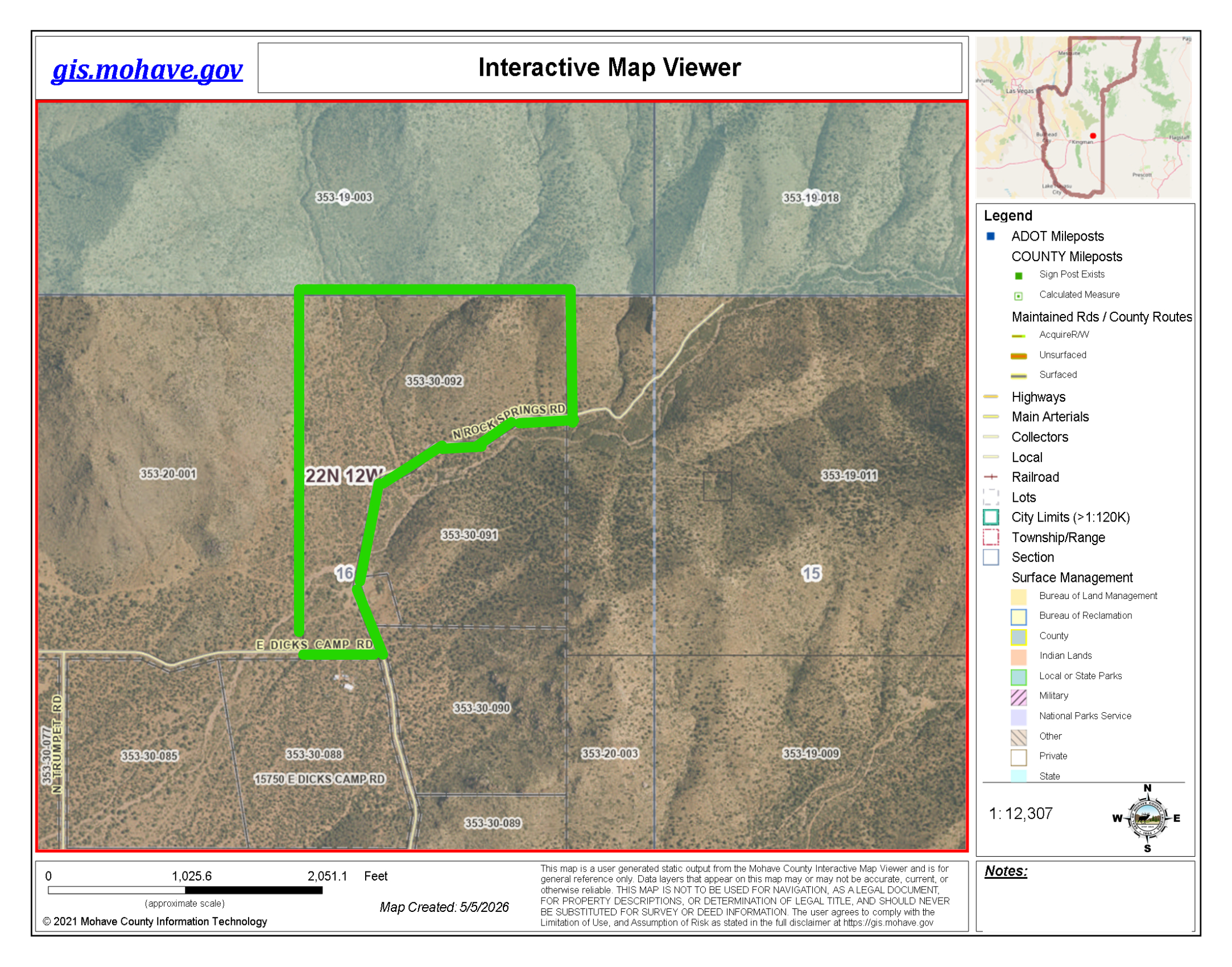 65 Acre Parcel Map no terrain highlighted